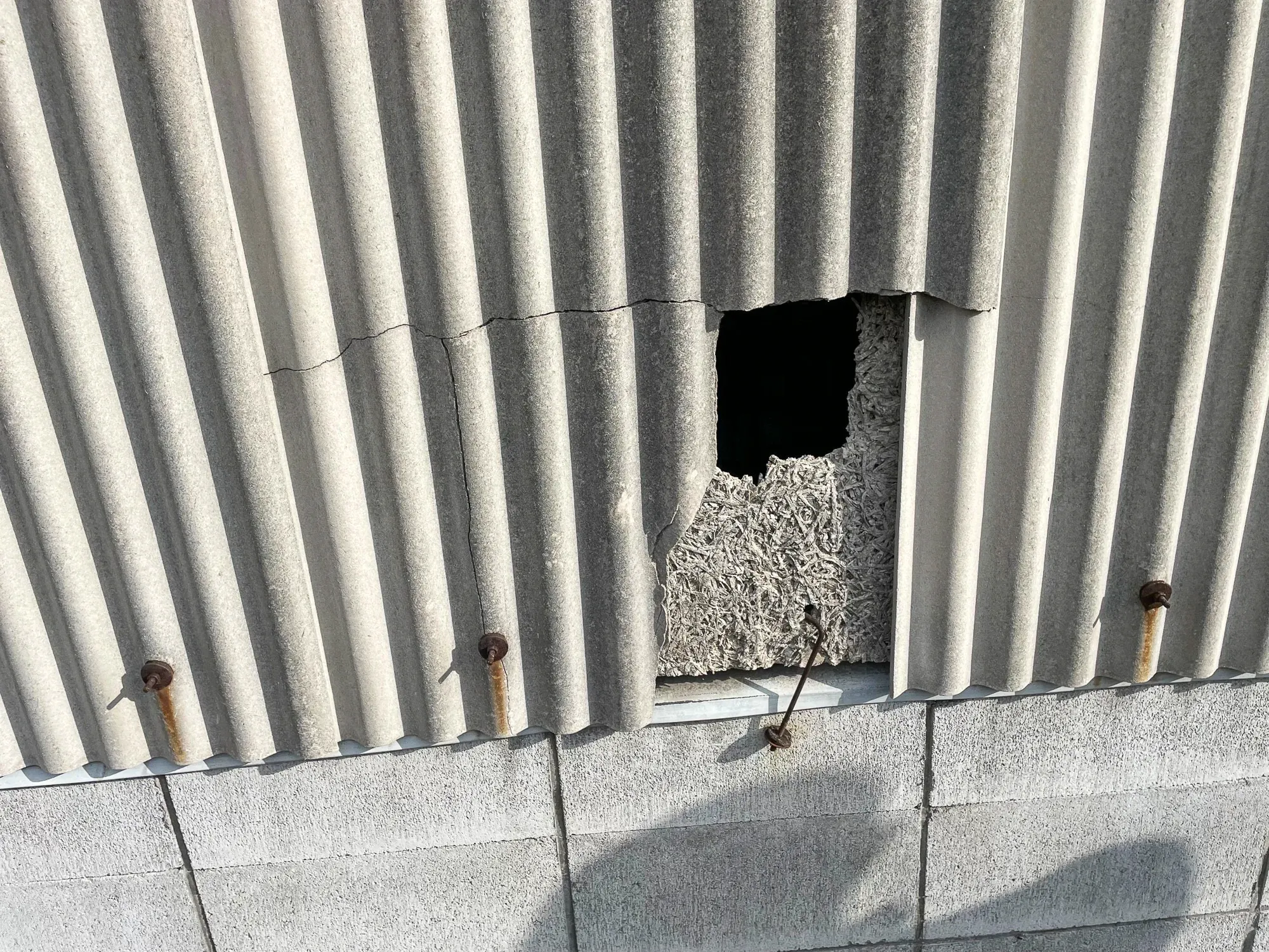 台風で破損した外壁の補修を
