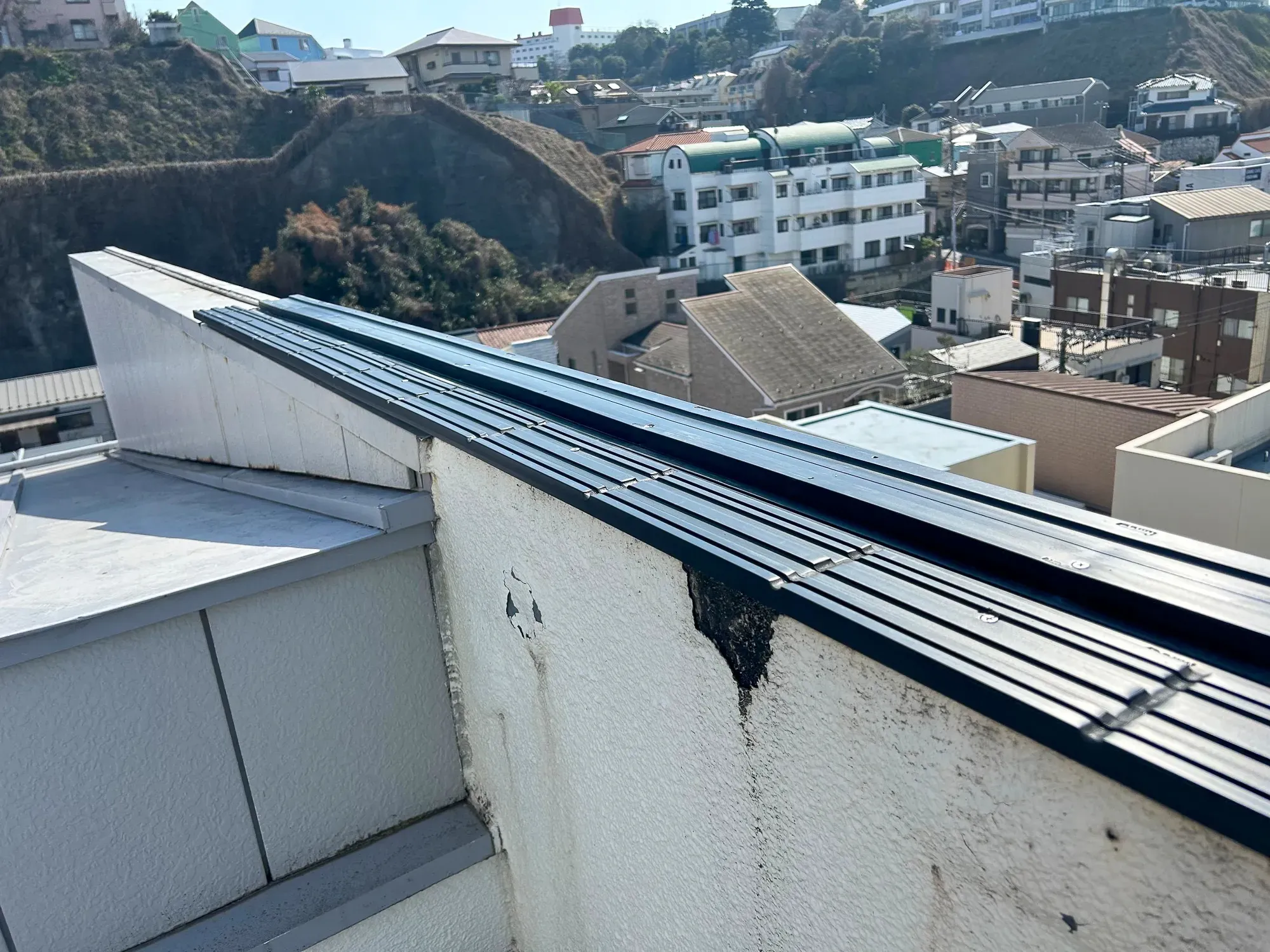 マンション屋上の笠木工事